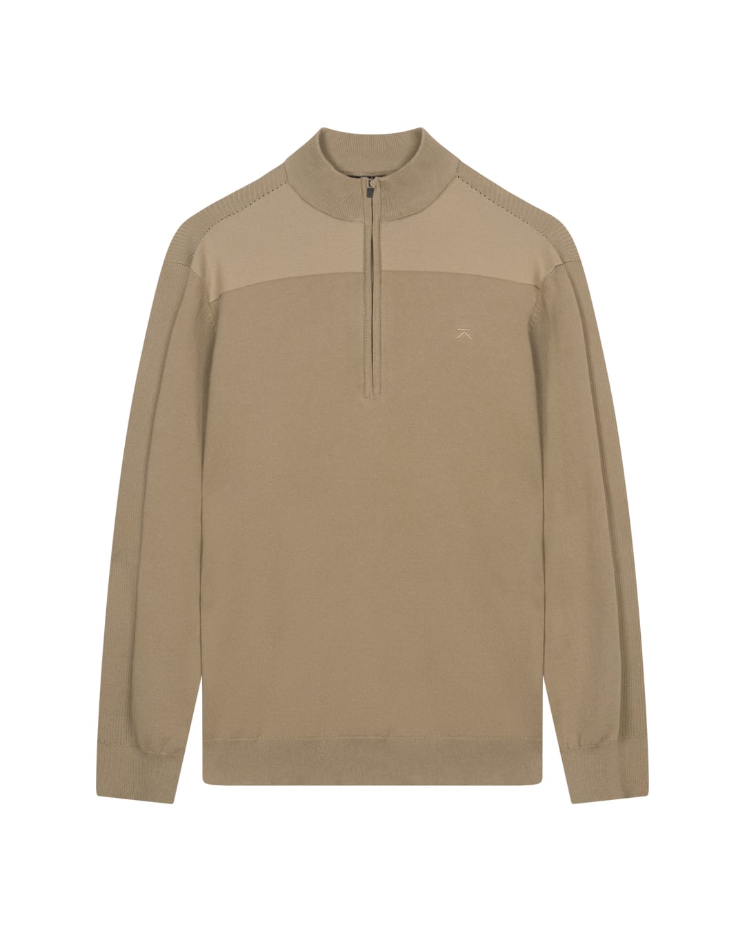 Luxe heren half zip trui van katoen met meegebreide lycra en moderne structuur van KOLLEKT