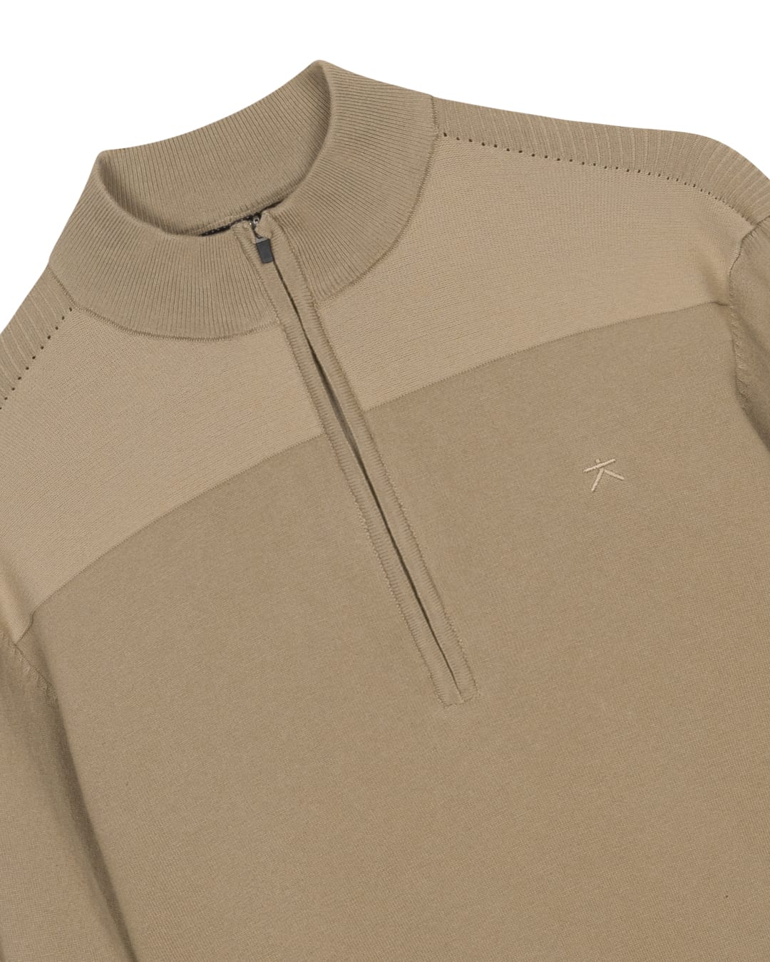 Luxe heren half zip trui van katoen met meegebreide lycra en moderne structuur van KOLLEKT