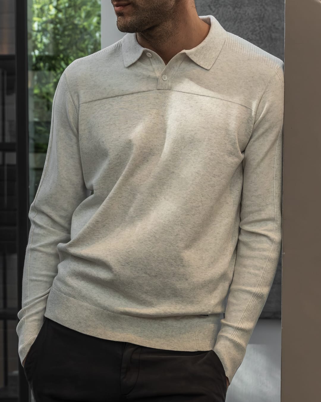 Off White Cotton Polo Sweater – KOLLEKT